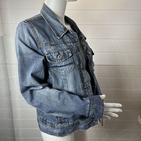 Vintage 1990's Y2K Distressed Hand Painted Hummingbird Floral Old Navy Jacket L - Picture 5 of 10